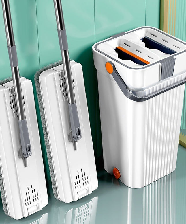 Mop Bucket Wet And Dry Dual-use Hand Wash-free Household Mop Artifact 40cm mop 1 barrel 6 cloth