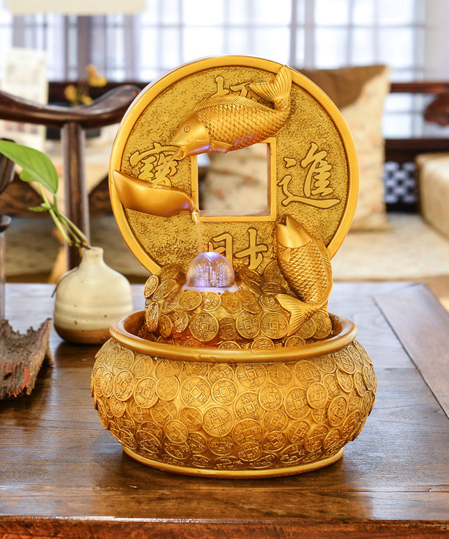Water Fountain Feng Shui Ornaments Fish Decor Home Office Living Room Decoration