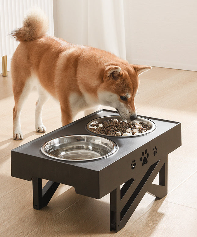 Adjustable Height And Large Capacity Stainless Steel Dog Food Bowl