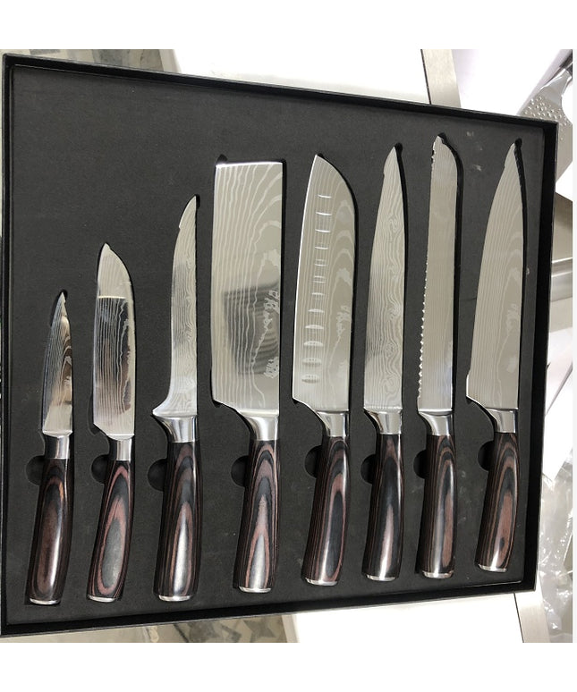8 Damascus Pattern Stainless Steel Chef's Knives