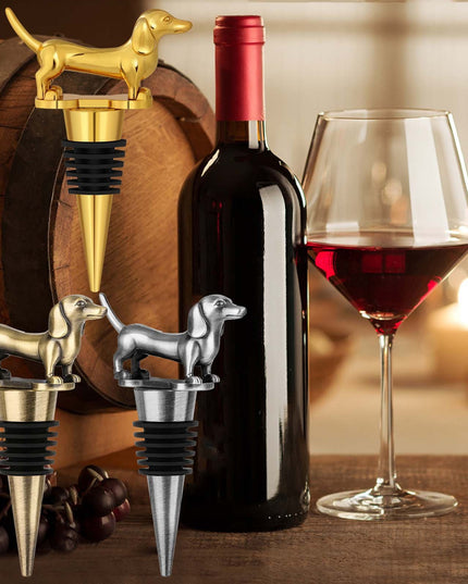A Dachshund-shaped Red Wine Stopper, A Household Wine Champagne Stopper, An Interesting Dachshund Dog Wine Stopper, Suitable For Men And Women's Birthday Gifts, Halloween, Christmas, Father's Day, Mot