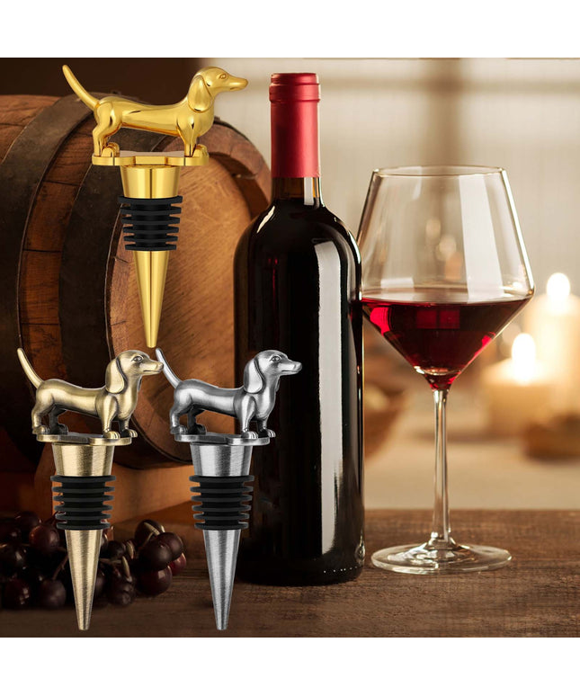 A Dachshund-shaped Red Wine Stopper, A Household Wine Champagne Stopper, An Interesting Dachshund Dog Wine Stopper, Suitable For Men And Women's Birthday Gifts, Halloween, Christmas, Father's Day, Mot