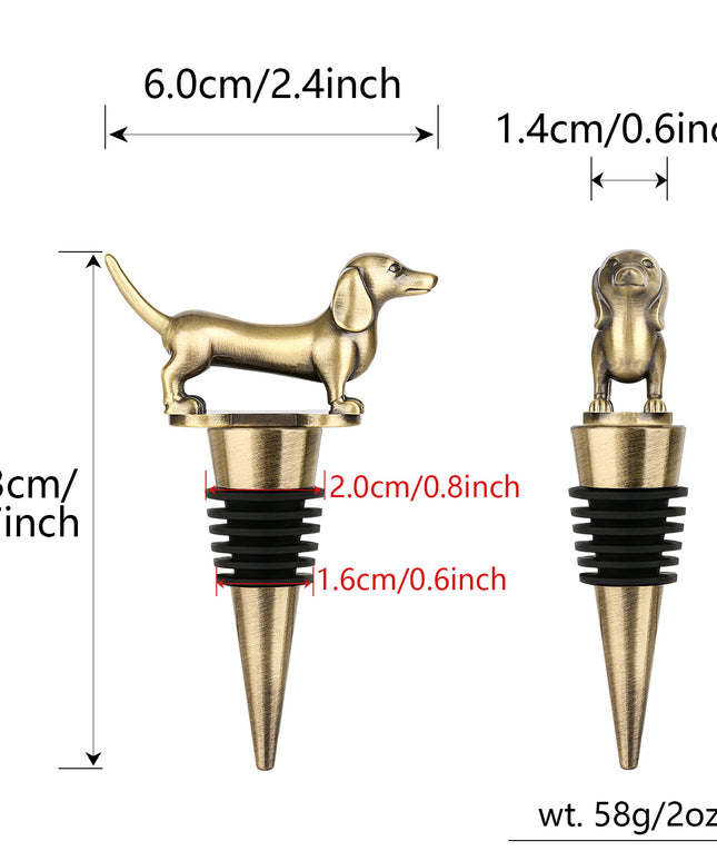 A Dachshund-shaped Red Wine Stopper, A Household Wine Champagne Stopper, An Interesting Dachshund Dog Wine Stopper, Suitable For Men And Women's Birthday Gifts, Halloween, Christmas, Father's Day, Mot