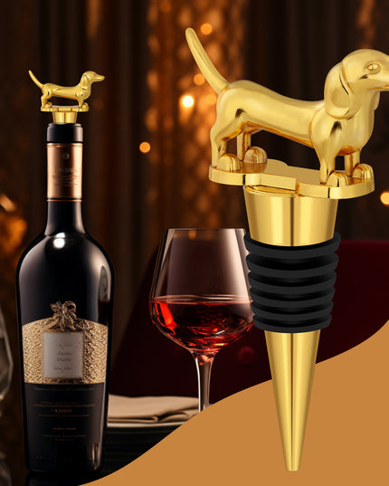 A Dachshund-shaped Red Wine Stopper, A Household Wine Champagne Stopper, An Interesting Dachshund Dog Wine Stopper, Suitable For Men And Women's Birthday Gifts, Halloween, Christmas, Father's Day, Mot