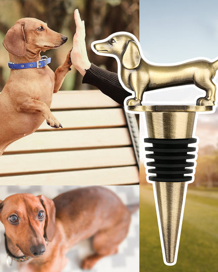 A Dachshund-shaped Red Wine Stopper, A Household Wine Champagne Stopper, An Interesting Dachshund Dog Wine Stopper, Suitable For Men And Women's Birthday Gifts, Halloween, Christmas, Father's Day, Mot