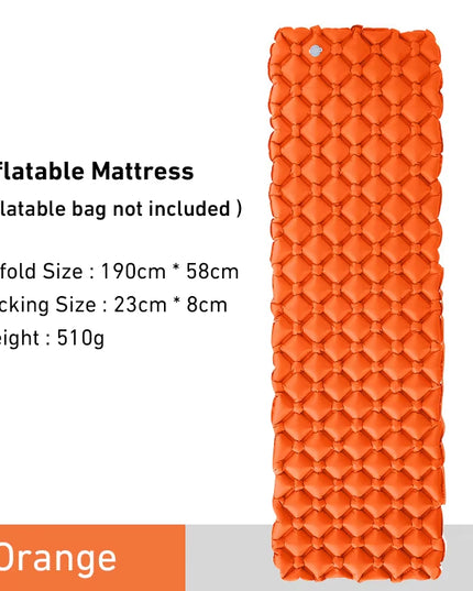 Outdoor Sleeping Pad Camping Inflatable Mattress Ultralight Air Cushion Travel Mat Folding Bed No Headrest for Travel Hiking