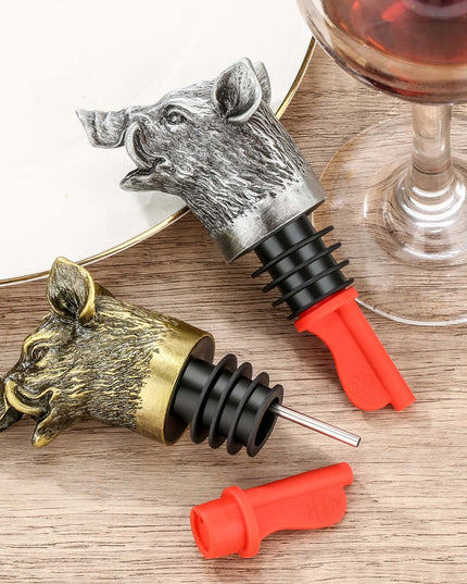 Wild Boar Head Wine Pourer - Vacuum Sealing, Wine Spout, Stopper For Cocktails, Whiskey, Wine Bottles, Perfect Gift For Any Occasion