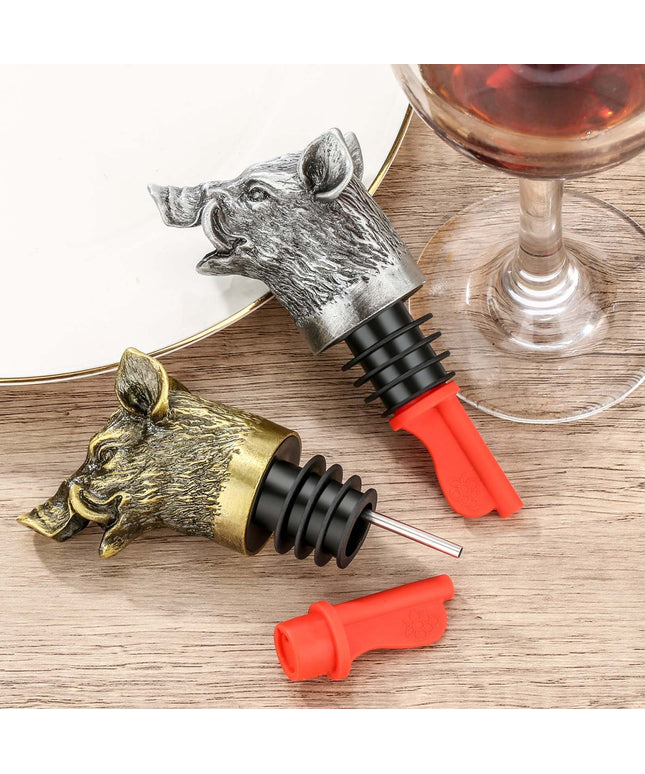 Wild Boar Head Wine Pourer - Vacuum Sealing, Wine Spout, Stopper For Cocktails, Whiskey, Wine Bottles, Perfect Gift For Any Occasion