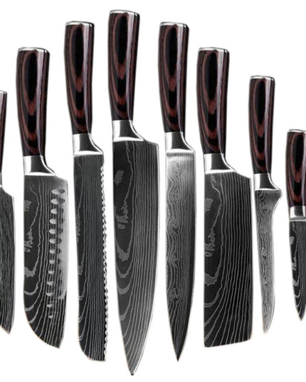 8 Damascus Pattern Stainless Steel Chef's Knives