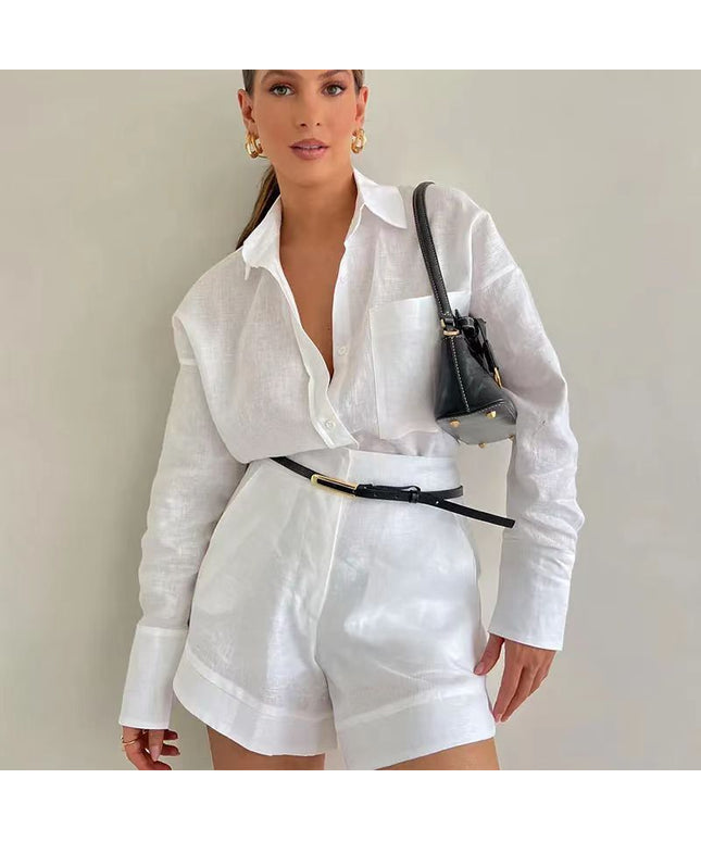Women's Fashion Short Suit Pants Long-sleeve Suit