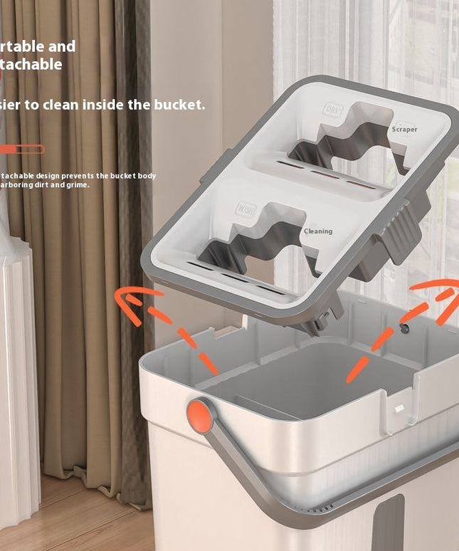 Mop Bucket Wet And Dry Dual-use Hand Wash-free Household Mop Artifact 40cm mop 1 barrel 6 cloth