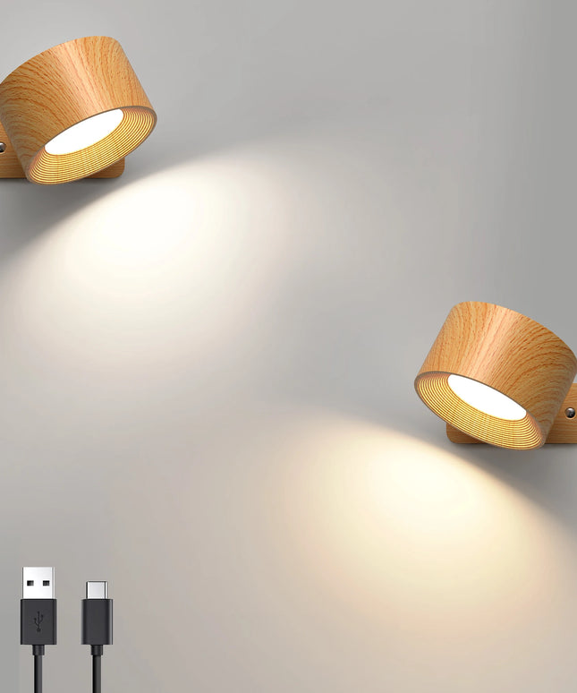 1Pc/2Pcs LED Wall Sconces, 3 Brightness Levels 3 Color Modes Wall Lights, Battery Operated 360° Rotatable Touch Control Wall Lam