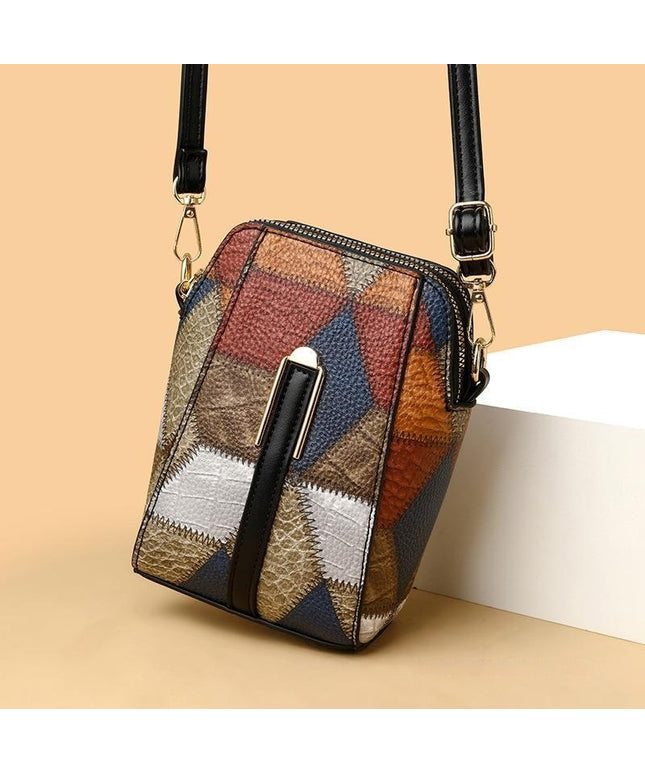 Fashion Soft Leather Stitching Shoulder Bag