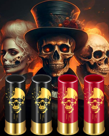 4pcs Skull Shot Glasses, 1.5oz - Reusable, High-Quality Plastic Bullet Cups For Whiskey, Cocktails & Wine, Perfect For Bars, Parties & Gifts