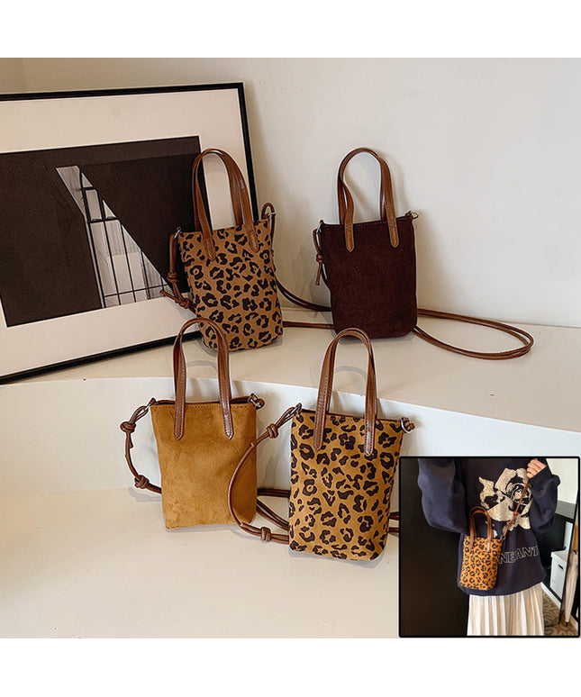 Women's Crossbody Bag Autumn And Winter Retro Leopard Print Shoulder Bag Anime New Versatile Suede Phone Bag