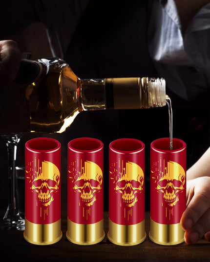 4pcs Skull Shot Glasses, 1.5oz - Reusable, High-Quality Plastic Bullet Cups For Whiskey, Cocktails & Wine, Perfect For Bars, Parties & Gifts