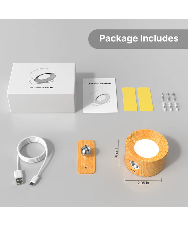 1Pc/2Pcs LED Wall Sconces, 3 Brightness Levels 3 Color Modes Wall Lights, Battery Operated 360° Rotatable Touch Control Wall Lam