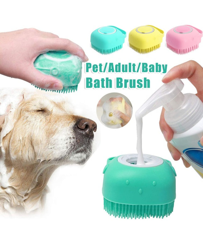 Silicone Dog Bath Massage Gloves Brush Pet Cat Bathroom Cleaning Tool Comb Brush For Dog Can Pour Shampoo Dog Grooming Supplies