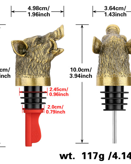 Wild Boar Head Wine Pourer - Vacuum Sealing, Wine Spout, Stopper For Cocktails, Whiskey, Wine Bottles, Perfect Gift For Any Occasion