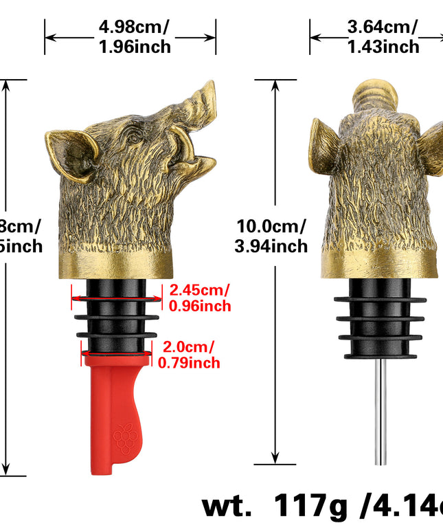 Wild Boar Head Wine Pourer - Vacuum Sealing, Wine Spout, Stopper For Cocktails, Whiskey, Wine Bottles, Perfect Gift For Any Occasion