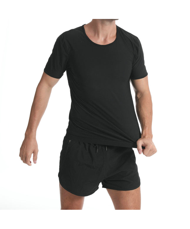 Men's Fashion Simple Solid Colour Sweatshirt Short Sleeve