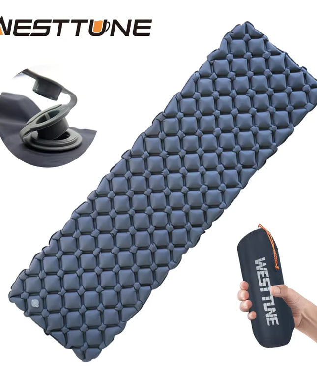 Outdoor Sleeping Pad Camping Inflatable Mattress Ultralight Air Cushion Travel Mat Folding Bed No Headrest for Travel Hiking