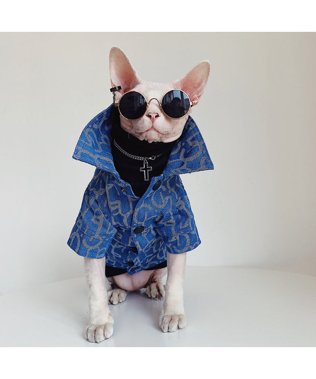 Hairless Cat Clothes Devon Abikonis Denim Jacket Trendy Pet