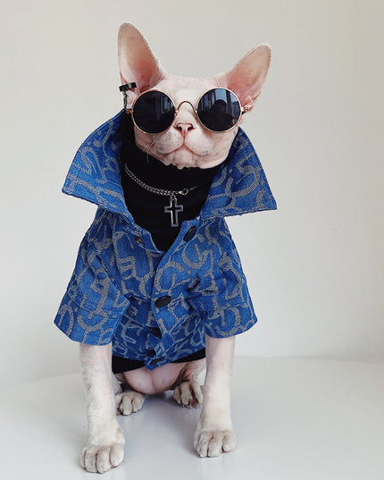 Hairless Cat Clothes Devon Abikonis Denim Jacket Trendy Pet