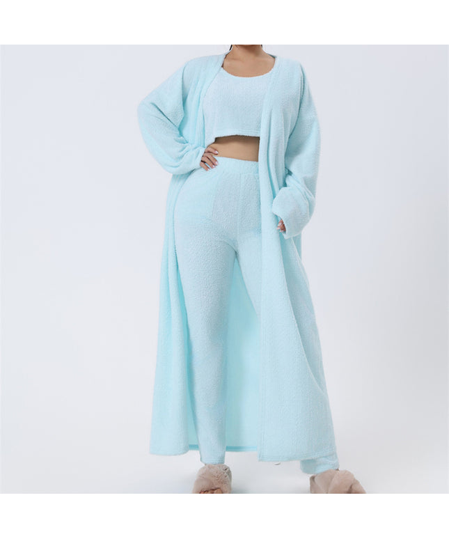 Cozy Pajama Set, 3 Piece Lounge Set, Cute Loungewear, Warm Suit Sets, Matching Set, Lounge Set, 3 Piece Pant Sets, Women Winter Dress