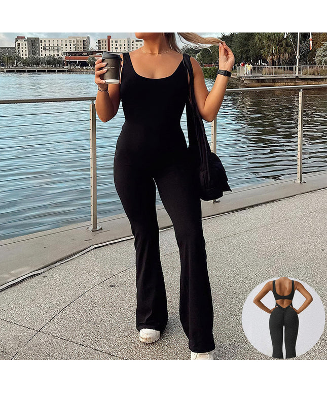 Slim Fit Hip Raise Jumpsuit Sexy Backless Exercise Yoga Clothes