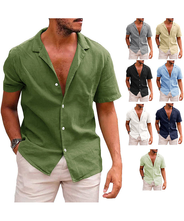 Men's Tops Casual Button Down Shirt Short Sleeve Beach Shirt Summer Mens Clothing