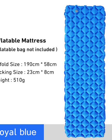 Outdoor Sleeping Pad Camping Inflatable Mattress Ultralight Air Cushion Travel Mat Folding Bed No Headrest for Travel Hiking