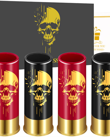 4pcs Skull Shot Glasses, 1.5oz - Reusable, High-Quality Plastic Bullet Cups For Whiskey, Cocktails & Wine, Perfect For Bars, Parties & Gifts