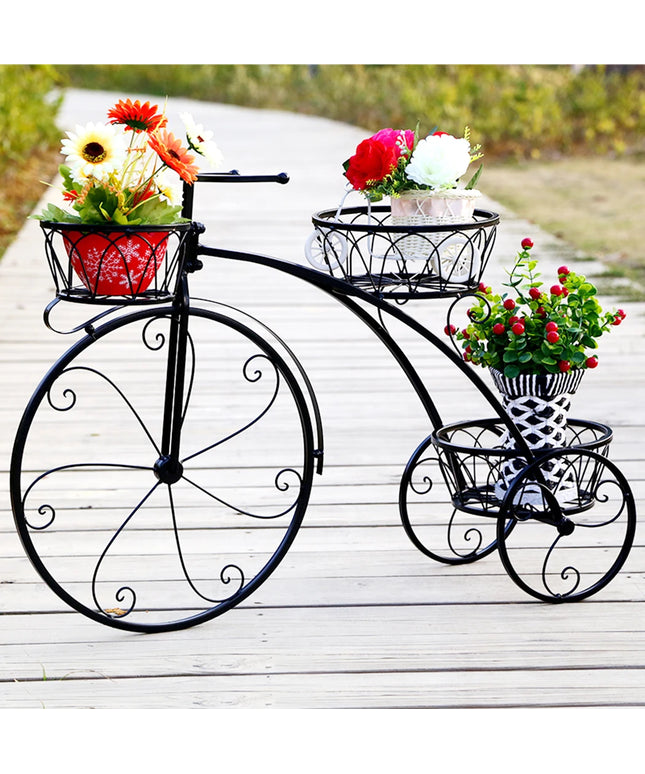 Tricycle Plant Stand Flower Pot Cart Bicycle Holder Rack for Home Garden Patio