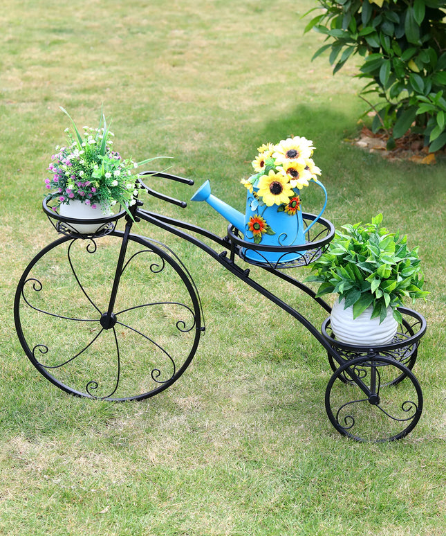 Tricycle Plant Stand Flower Pot Cart Bicycle Holder Rack for Home Garden Patio