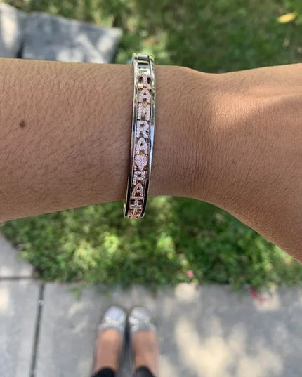 17CM CZ stones DIY Bracelet for Women and Men  Personality Slider Bangle Roman Numeral Bracelet Women Bangle Sliding