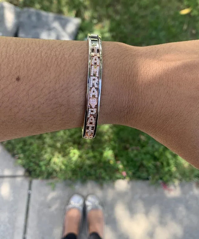 17CM CZ stones DIY Bracelet for Women and Men  Personality Slider Bangle Roman Numeral Bracelet Women Bangle Sliding