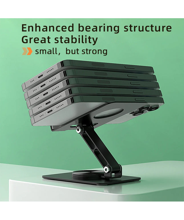 Cell Phone Stand for Desk Desktop Phone Holder Foldable with 360 Rotating Base for iPhone 16 15 14 13 Pro Pro Max