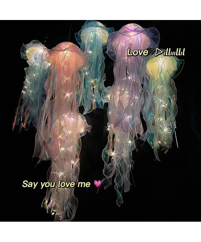 Jellyfish Lamp Jellyfish Atmosphere Night Light Button Battery Hanging Ceiling Lantern Creative Jellyfish lantern Photo Props