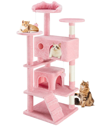 JHK 54in Tall Multi-Level Cat Tree Tower for Indoor Pet Furniture Stable Kitty Play House with Sisal Scratching Post for Home