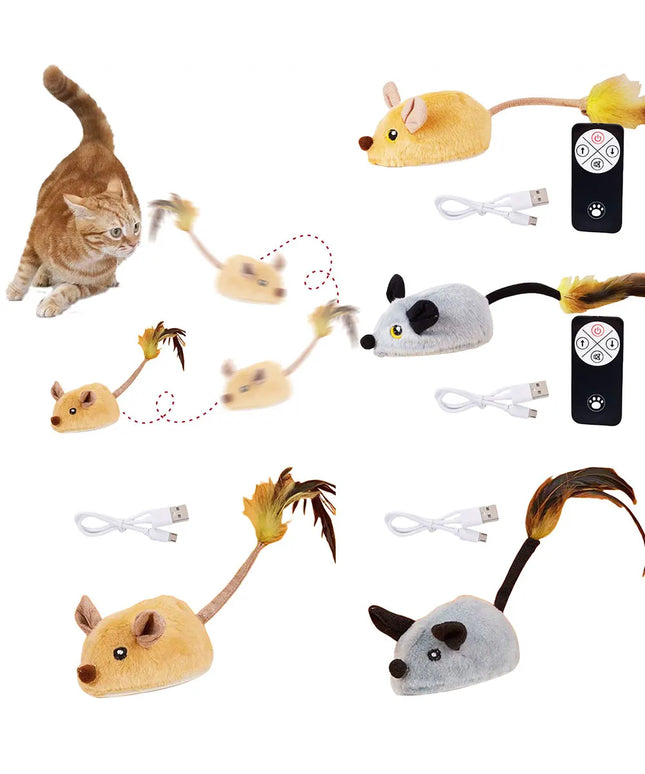 Mouse Moving Cat Toys Electronic Squeaky Cat Toys Moving Cat Mouse Toy for Kitten Indoor/Outdoor Exercise