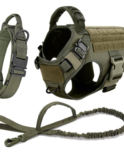 Large Dog Harness Collar Leash Set Military Dog Harnesses Pet Tactical Vest Training German Shepherd For Medium Large Dogs