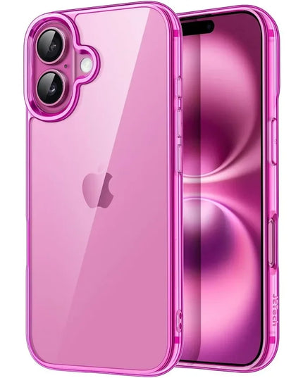 h Case for iPhone 16 6.1Inch NonYellowing Shockproof Phone Bumper Cover AntiScratch Clear Back Pink