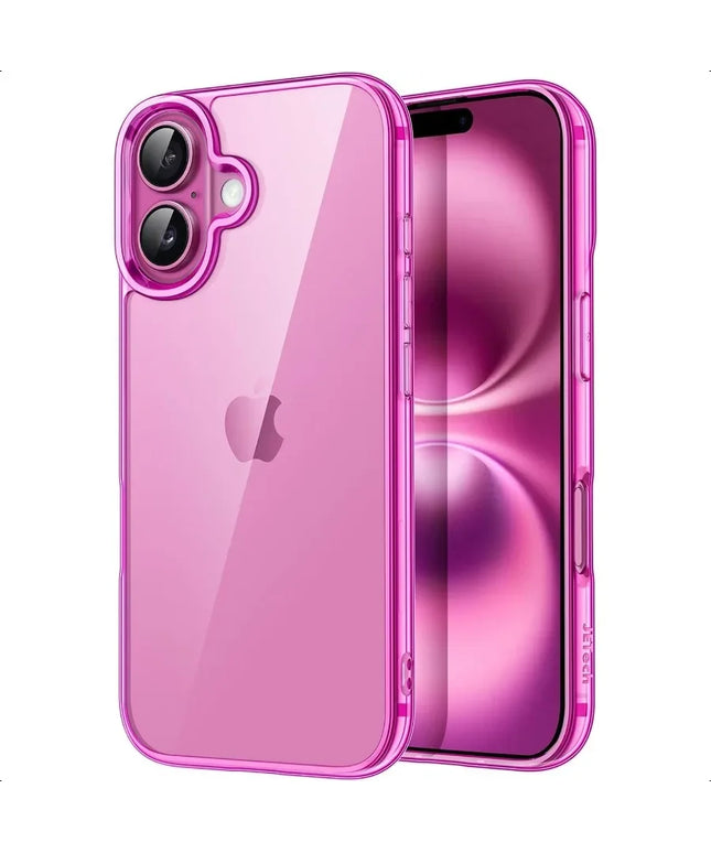 h Case for iPhone 16 6.1Inch NonYellowing Shockproof Phone Bumper Cover AntiScratch Clear Back Pink