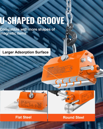 SucceBuy 100KG-2000KG Permanent Magnetic Lifter Pulling Capacity 2.5 Safety Factor Neodymium & Steel Lifting Magnet Lift Magnets
