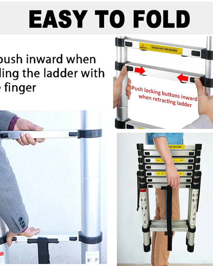 4/5/6 Step Folding Extension Ladder, Aluminum Portable Compact Safety Loft Ladders, 330 LBS Max Load, EN131
