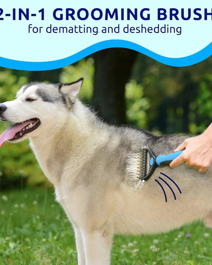 Deshedding Brush DoubleSided Undercoat Rake for Dogs Cats Shedding Comb and Dematting Tool for Grooming Extra Wide Ideal for Da