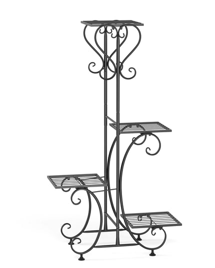 4 Tier Metal Plant Stand for Indoor Outdoor Garden Patio Flower Pot Display Rack Organizer Black and White