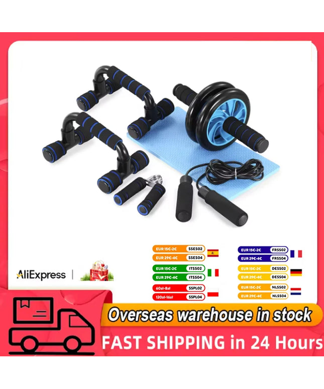 Healthy Abdominal Wheel 5-piece Indoor Sports Product Combination Set Push Up Stand Household Multifunctional Fitness Equipment