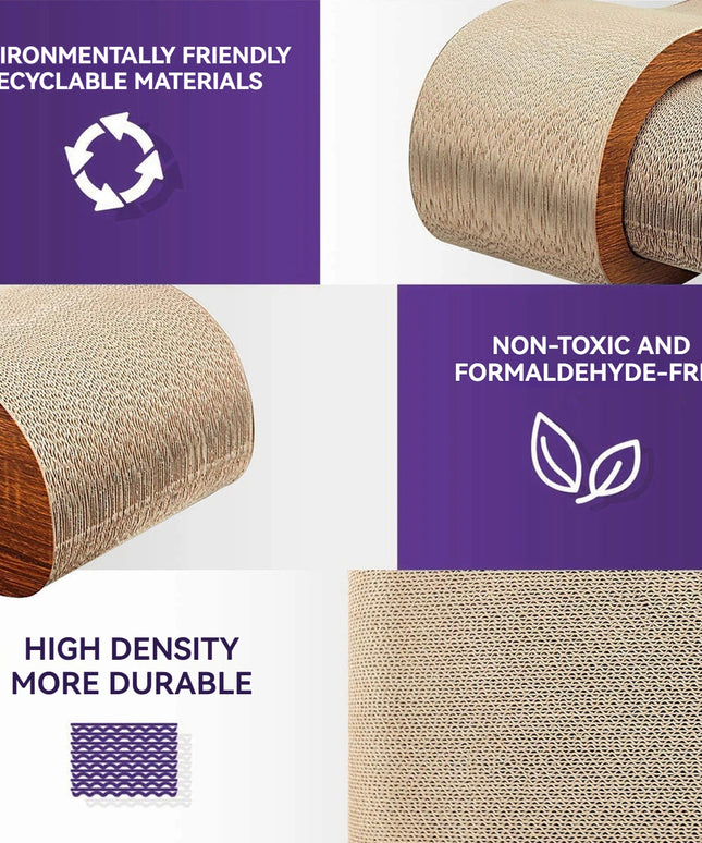 2 in 1 Cat Scratcher Cardboard Lounge Bed, Cat Scratching Post, Durable Board Pads Prevents Furniture Damage